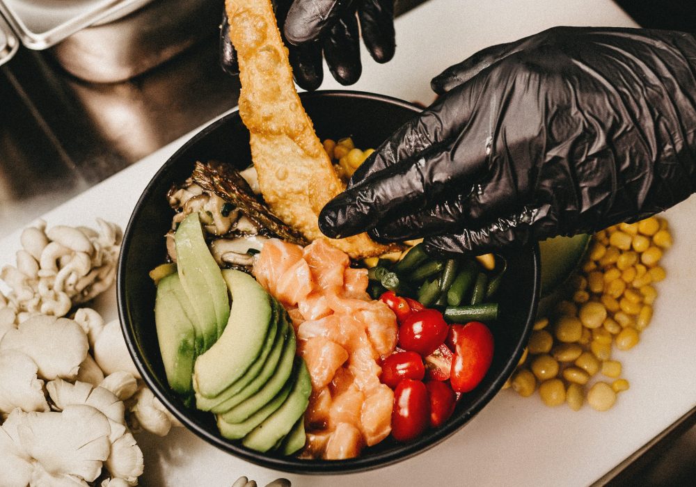 Preparing Poke Bowl